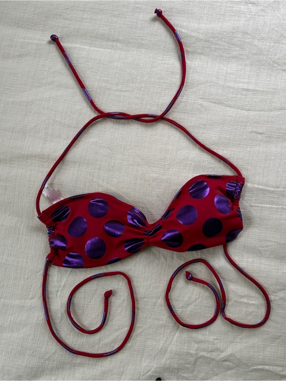 Y2K 2008 Victoria’s Secret polka dot bikini red metallic purple XS